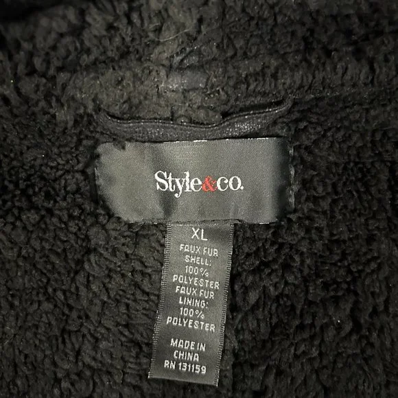 Upcycled Black Faux Suede/Sherpa Vest African Toghu Inspired XL - Picture 6 of 6